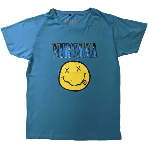 Nirvana tričko Xerox Smiley Modrá M #6922757