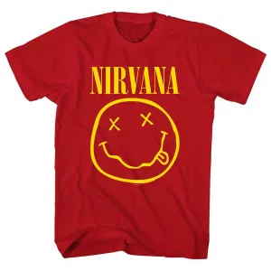 Nirvana tričko Yellow Smiley Červená 3XL