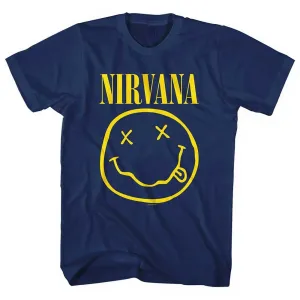 Nirvana tričko Yellow Smiley Modrá M