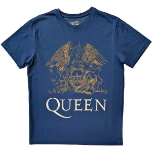 Queen tričko Crest Modrá L