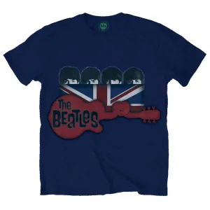 The Beatles tričko Guitar & Flag Modrá S