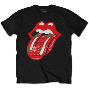 The Rolling Stones tričko Christmas Tongue Čierna XL
