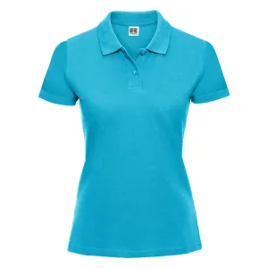 Turquoise Women's Polo Shirt 100% Cotton Russell #8280758