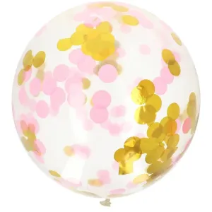 Balónik latexový XL s konfetami Gold & Pink 61 cm