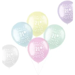 Balóniky latexové 21. narodeniny pastelový mix 33 cm 6 ks
