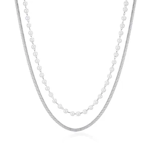S`Agapõ Dvojitý oceľový náhrdelník s perlami Wisdom SWI05