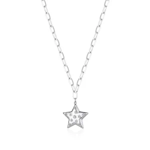 S`Agapõ Oceľový náhrdelník Hviezda s kryštálmi Stellar SSE02
