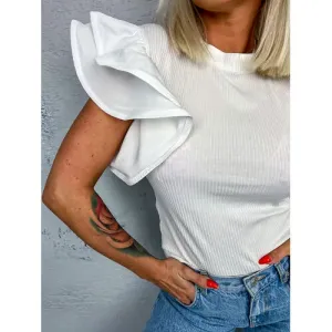 Biele vrúbkované tričko ZELLA* veľkosť: one size