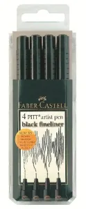PITT umelecké perá set 4 [XS.S.F.M] čierna (Faber Castel - Umelecké perá Pitt)