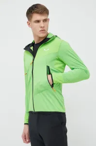 Športová mikina Salewa Agner Hybrid pánska, zelená farba, s kapucňou, vzorovaná, 00-0000027371