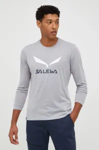 Športové tričko s dlhým rukávom Salewa Solidlogo šedá farba, s potlačou