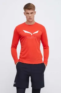Športové tričko s dlhým rukávom Salewa Solidlogo červená farba, s potlačou #7789982