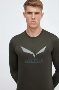 Športové tričko s dlhým rukávom Salewa Solidlogo zelená farba, s potlačou