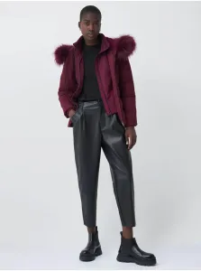Burgundy Women's Winter Jacket with Faux Fur Salsa Jeans - Ladies