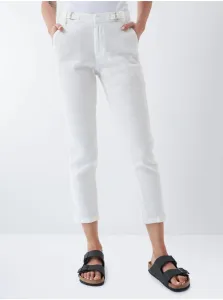 White Women's Shortened Trousers with Linen Salsa Jeans Chino - Ladies