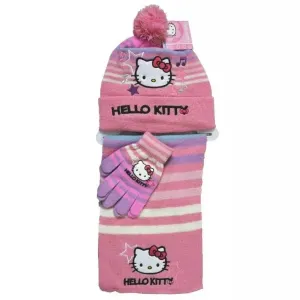 Súprava čiapok, šál a rukavice s mačičkou Hello Kitty - 2 farby Farba: světle růžová, obvod 54 cm #8818549