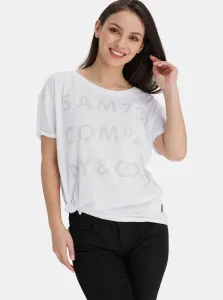 Biele dámske voľné tričko s potlačou SAM 73 #625900