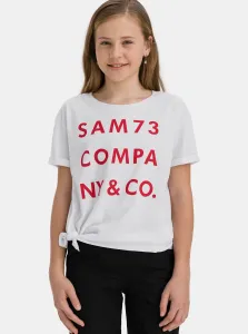 Biele dievčenské tričko s potlačou SAM 73 #680484