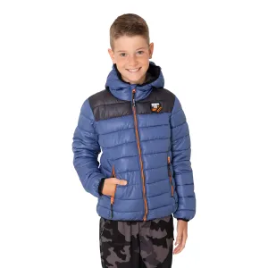 Čierno-modrá chlapčenská prešívaná zimná bunda s kapucou SAM 73 Karl #588847