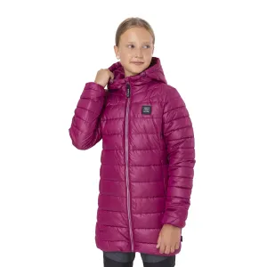 Tmavoružový dievčenský prešívaný kabát s kapucňou SAM 73 Nadine #589959