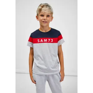 Modro-sivé chlapčenské melírované tričko SAM 73 Kallan