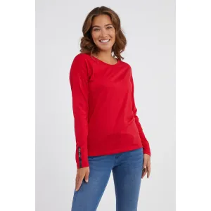 Červené dámske tričko s dlhým rukávom SAM 73 Patty