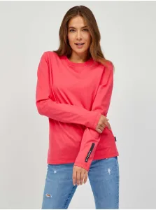 Tmavo ružové dámske tričko s dlhým rukávom SAM 73 Sariol #589540