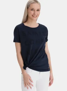 Tmavomodré dámske voľné tričko s potlačou SAM 73 #589186