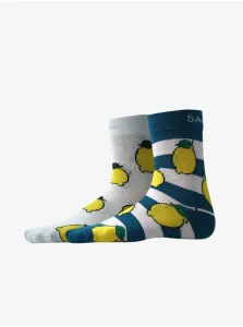 Sada dvoch párov vzorovaných ponožiek v modrej a bielej farbe SAM 73 Lelio #634331