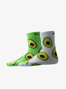 Sada dvoch párov vzorovaných ponožiek v zelenej a bielej farbe SAM 73 Machapo #588211