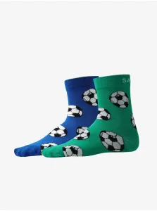 Sada dvoch párov vzorovaných ponožiek v modrej a zelenej farbe SAM 73 Unupo #588206