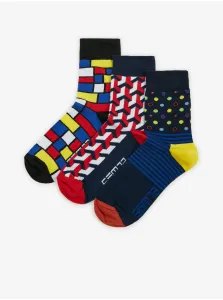 Súprava troch párov vzorovaných ponožiek v čiernej farbe SAM 73 #5610465