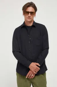 Bavlnená košeľa Samsoe Samsoe Liam pánska, čierna farba, regular, s klasickým golierom, M20400058 #7353254