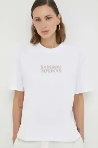 Bavlnené tričko Samsoe Samsoe biela farba