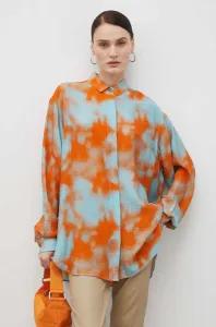 Košeľa Samsoe Samsoe dámska, oranžová farba, voľný strih, s klasickým golierom
