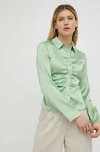 Košeľa Samsoe Samsoe dámska, zelená farba, slim, s klasickým golierom #4250684
