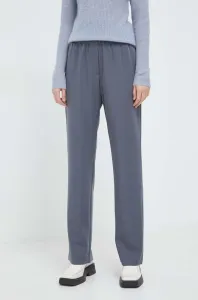 Nohavice Samsoe Samsoe Hoys dámske, šedá farba, rovné, vysoký pás, F16304674