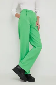 Nohavice Samsoe Samsoe dámske, zelená farba, široké, vysoký pás #6491511