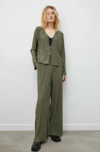 Nohavice Samsoe Samsoe UMA dámske, zelená farba, široké, vysoký pás, F21200187 #9011506