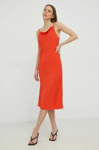 Šaty Samsoe Samsoe oranžová farba, midi, rovný strih #7501289