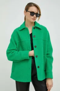 Vlnená bunda Samsoe Samsoe zelená farba, prechodná #8444465