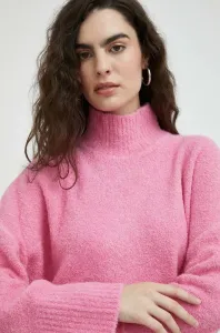 Vlnený sveter Samsoe Samsoe dámsky, ružová farba, s rolákom #6643423