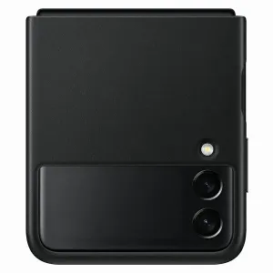 EF-VF711LBE Samsung Kožený Kryt pre Galaxy Z Flip3/Flip4 čierny