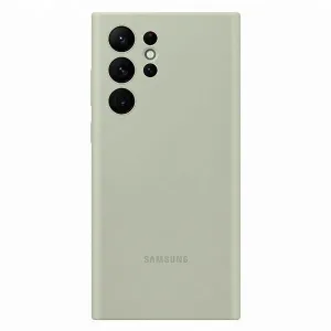 Puzdro Silicone Cover pre Samsung Galaxy S22 Ultra, olive green EF-PS908TMEGWW