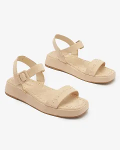 Béžové dámske sandále s kamienkami Franssia - Obuv