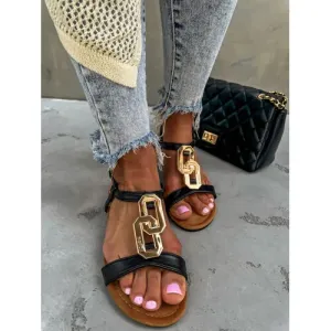 Dámske sandále so zlatou ozdobou JOLENE* veľkosť: 38 #9564932