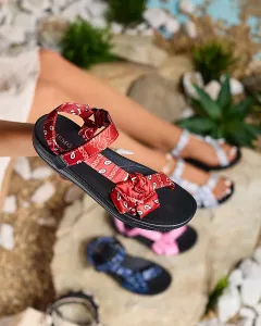 Royalfashion Červené dámske sandále s mašľou Oyall