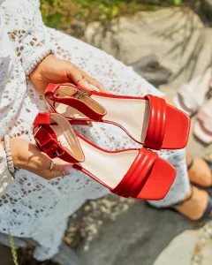 Royalfashion Červené sandále Laylin na nízkom podpätku