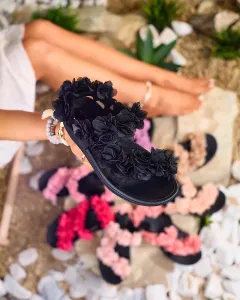 Royalfashion Čierne dámske sandále s kvetmi Alferroy