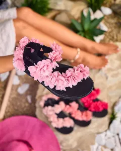 Royalfashion Ružové dámske sandále s kvetmi Alferroy